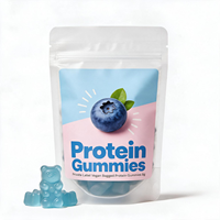 Bonbons gélifiés protéinés végétaliens en sachet, marque privée, complément protéiné, soutien à la croissance musculaire, emballage personnalisable