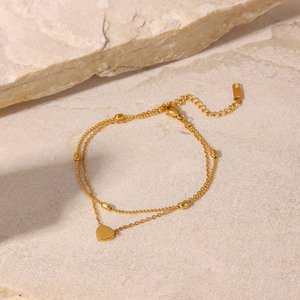 Cavigliera Estiva Mirawell <span class=keywords><strong>in</strong></span> Stile Bohémien Raffinato, Acciaio Inossidabile con Catene Placcate <span class=keywords><strong>in</strong></span> Oro 18K, Forma a Cuore Unisex - Product Image 1