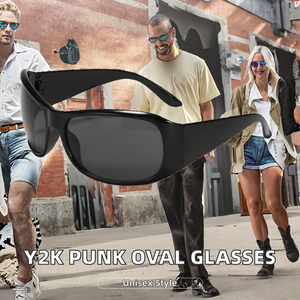 Nouvelles lunettes de soleil punk Y2K unisexes, légères, verres TAC, protection UV graduelle, miroir coloré vert transparent - Product Image 2