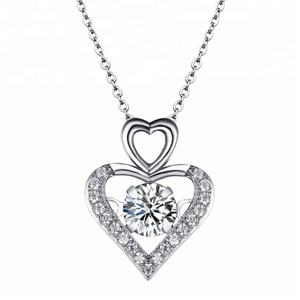Hot Sale Dancing Diamond CZ Single <b>Heart</b> <b>Shape</b> Pendant Cubic Zirconia Pendant Silver 925 Pendant - Product Image 1