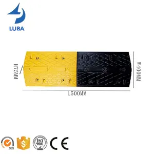 500*400*75mm Road Garage Strong Reflective Rubber Decelarate Speed Bump Car Rubber Ramps Hump