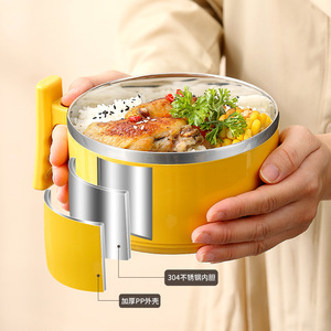 Boîte à lunch en acier inoxydable 304, grande capacité, bol à nouilles instantanées avec couvercle, gobelet bento pour étudiants, forme cylindrique, couleur unie - Product Image 4