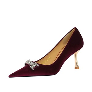 Giày nữ tiệc Bigtree 1818-k80, giày cao gót, da lộn xishi, cắt nông, Khóa Kim Cương nước nhọn, kim loại trang trí <span class=keywords><strong>Hi</strong></span> - Product Image 4