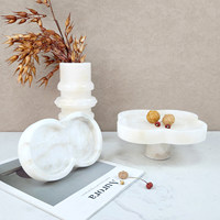STONEKOCC Plateau-bol décoratif en marbre naturel translucide blanc alabastre espagnol personnalisé avec vase pour la maison, les hôtels et les villas