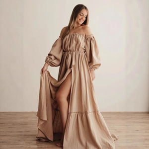 Vestidos de fotografía de maternidad sin hombros para Baby Showers, maxivestido Sexy largo para mujeres embarazadas, accesorios para sesión de <span class=keywords><strong>fotos</strong></span> de embarazo - Product Image 2