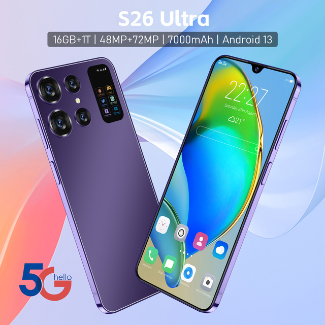Slim BigScreen S26 Ultra Smartphone 7.0 Inch Lightweight Design 16GB+1TB Snapdragon 8 Gen2 7000mAh 48MP+72MP Camera 5G Face