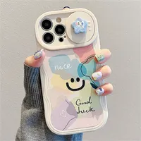 INS Mignon 3D Étoile Arc-En-Vague Bord Pousser Fenêtre De Protection Silicone Étui Souple pour iphone 15 14 Pro Max 13 12 11 Couverture Antichoc