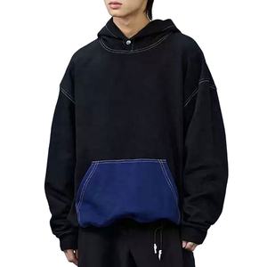 Sudadera con capucha de gran tamaño personalizada costura sudaderas con capucha en blanco para hombres gota hombro liso Sudadera con capucha - Product Image 1