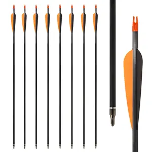 Archery Carbon Arrow Shaft 340 Spine 28-31 Inch with TPU Vanes for Archery Hunting Game and Outdoor Sports Competition