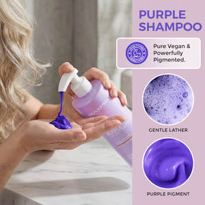 Shampoo nourrissant Maxipro Organic Color Balance Purple 500ml pour cheveux blonds, argentés, gris et méchés, professionnel - Product Image 2