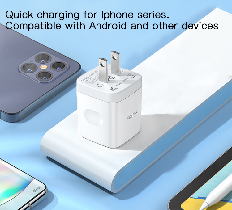 YESIDO YC30 mobile phone PD 20W 18W 15W 10W fast charging adapter chargers for iPhone 11 12 13