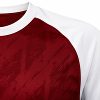 Camiseta de Fútbol Personalizada con Patrón Jacquard Tonal, Manga Raglán, Cuello en V, Secado Rápido, 100% Poliéster, para Uniforme de Equipo de Fútbol