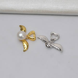 Pendentif Wenchi en argent S925, petit ange, personnalité féminine, plateau vide pour 6 à 8 perles, composant de bijoux semi-fini, modèle - Product Image 2