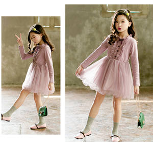 Robe de soirée élégante en coton à manches longues pour enfants, style princesse musulmane, avec volants, pour la vente en gros et les tenues de maquillage - Product Image 4