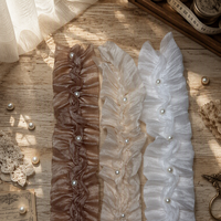 Nouvelle dentelle décorative pour accessoires de robe, dentelle guipure soluble à l'eau, dentelle plissée pour ourlet.