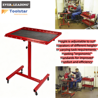 Banc de travail mobile en métal à hauteur réglable avec plateaux porte-pièces, poignée de levage amovible et roulettes pivotantes à 4 roues pour tôlerie