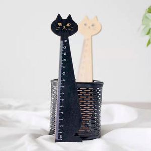 Regla de madera de tilo con diseño de gato, estilo creativo y lindo, para estudiantes, herramienta de papelería, premio, venta al por mayor - Product Image 3