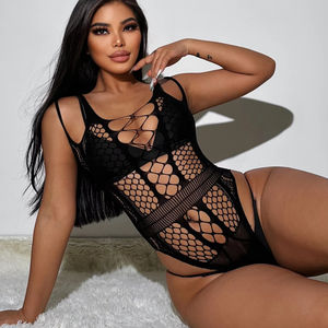 Hollow Out Sexy <span class=keywords><strong>Baby</strong></span> <span class=keywords><strong>Doll</strong></span> <span class=keywords><strong>Mature</strong></span> Lady Sexy Lencería erótica Vestido Bling Rhinestone Medias Malla Sheer Bodystocking - Product Image 5