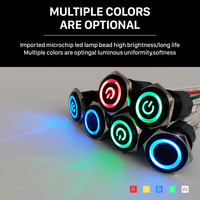 Lantir 10A cincin LED saklar daya 16mm arus besar mengunci sendiri tombol logam saklar On-Off simbol plastik bahan IP65 tingkat