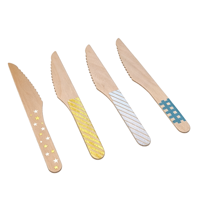 Couverts en bois jetables emballés individuellement, sanitaires, de qualité alimentaire, en bois de bouleau, pour les services de restauration hospitalière