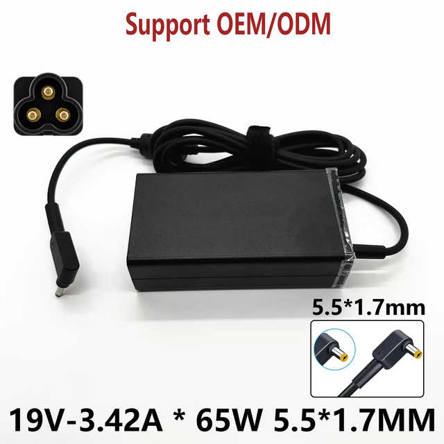 65W 19V 3.42A 5.5*1.7mm Fireproof PD 3.0 Laptop Charger AC Adapter Compatible with for Laptops
