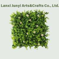 Grosir tanaman buatan hijau dan putih bunga dinding hijau pagar panel dinding rumput besar latar belakang untuk dekorasi rumah taman