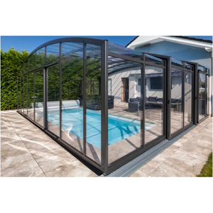 Cubierta Motorizada para Piscina, Cubierta Automática para Piscina de Invierno, Cubierta Solar para Terraza, Cubierta Deslizante y Plegable para Piscina, Cubierta Móvil para Piscina, Invernadero de Cristal - Product Image 3