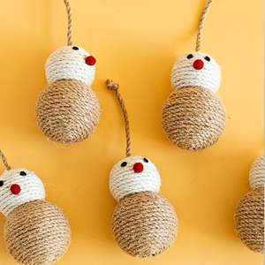 لعبة القط السيزال مختلفة مقاومة للاهتراء رنين الصوت التفاعلية لعبة القط السيزال الكرة مع الريش - Product Image 6