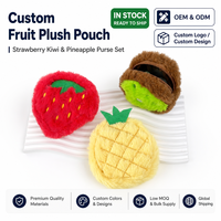 Dompet koin mewah bentuk buah semangka jeruk Mini kantung koin poliester anak-anak kartun imut penyimpanan 10 cm bordir katun PP
