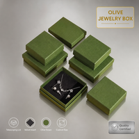 Set di Scatole Regalo per Gioielli Leabon, Inserto in Velluto Opaco Verde Oliva, Telescopiche per Confezionamento Gioielli in Argento, Vendita all'Ingrosso