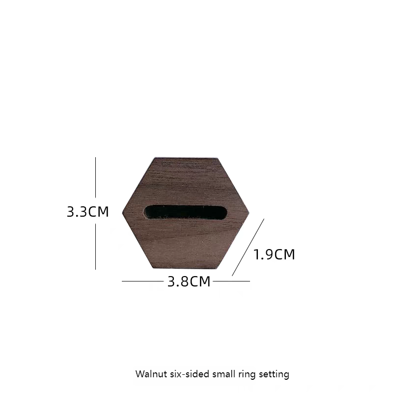 Walnut six-sided small ring setting