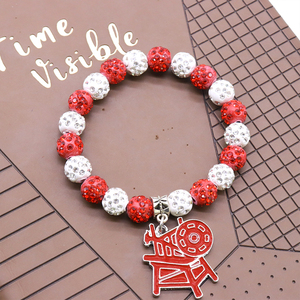 Wholesale Fancy Red and <strong>White</strong> Crystal Ball Beaded HEROINES of JERICHO Charm Making Masonic HOJ Lady Jewelry Elastic <strong>Bracelet</strong> - Product Image 4