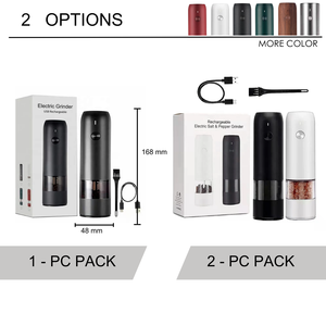 2 in 1 Salt and <b>Pepper</b> Set USB Rechargeable One-button Automatic <b>Pepper</b> Mill Black Wood Grain - Product Image 2