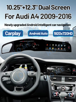 Lecteur multimédia automobile à double écran, instrument numérique à cristaux liquides pour Audi A4 2009-2016, Carplay, Android Auto, navigation GPS