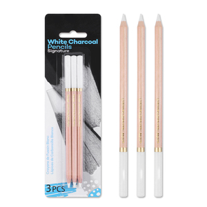 Lot de 3 crayons de craie blanche pour croquis, dessin au fusain, crayons de fusain blanc pour artistes débutants et pour la mise en valeur - Product Image 1