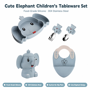 Destete Bebé Silicona Elefante Cuenco Grado Alimenticio Libre BPA Plato Ventosa <span class=keywords><strong>Cuchara</strong></span> Baby Led Weaning Alimentación Infantil - Product Image 3