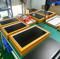 Marco de Fotos Digital de Madera Sólida de 21.5 Pulgadas, Pantalla Publicitaria con Reloj, Reproducción de MP3, Video y MP4 a través de USB