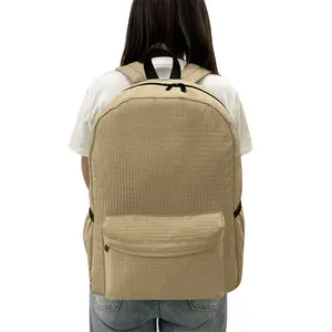Custom New Design Causal Style School Bag College Daypack Sports Rucksack Waffle Plaid Travel School Bags Back Packs