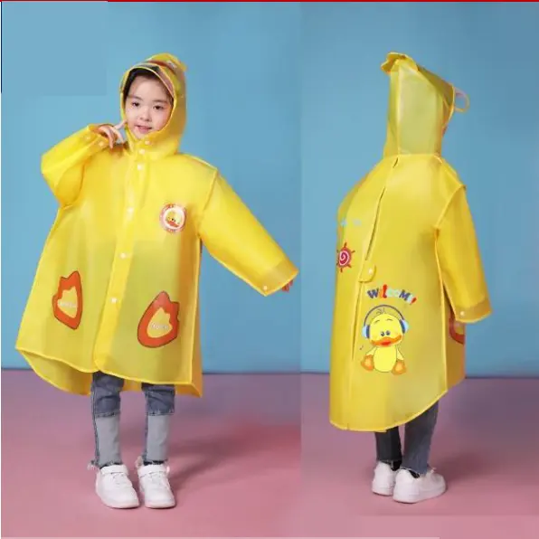 Wholesale colorful light reusable EVA cartoon waterproof children raincoat