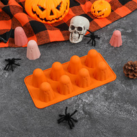 Nouveau moule à gâteau en silicone ZIMU 1 pièce, motif fantôme orange d'Halloween, qualité alimentaire, écologique, résistant à la chaleur, facile à démouler, pour pudding