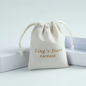 9x12cm High Quality <b>Makeup</b> <b>Bag</b> Custom Small VelvetJewelry Pouch Cream <b>Drawstring</b> Sack - Product Image 4