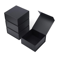Boîte cadeau personnalisée en carton rigide noir de luxe recyclable A4 avec fermeture magnétique, emballage personnalisé avec logo