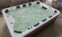 Piscine à remous japonaise 220-240V pour bain profond, jacuzzi public de massage et de relaxation pour 10 personnes avec oreiller