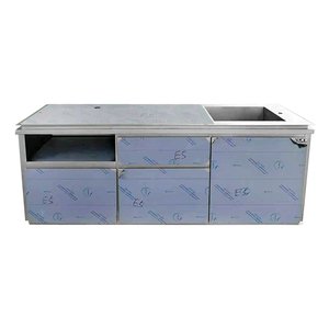 Bureau d'accueil é<span class=keywords><strong>l</strong></span>égant, écologique, imperméable, en acier inoxydable, forme personnalisée, éclairage LED, fabrication artisanale professionnelle pour hôtel - Product Image 1