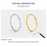 Bague en acier inoxydable à facettes fines, placage sous vide 14K
