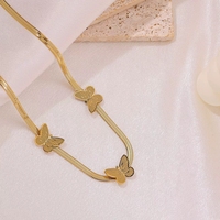 9 Styles de Colliers Papillon Cœur Inoxydables, Élégants, avec Diamants Géométriques, Chaîne de Clavicule Tendance en Acier Inoxydable