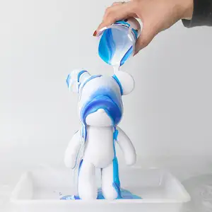 Wholesale Professional Pouring Fluid Diy Bear Pour Painting Pouring Acrylic Paint Fluid Art Figurine Bear Kit For Kids
