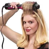 Sèche-cheveux professionnel 1000W Brosse 2 en 1 Lisseur à cheveux Bigoudi Peigne Sèche-cheveux électrique avec peigne Brosse à cheveux Rouleau Styler