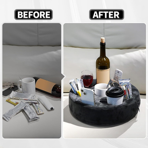 ที่วางแก้วน้ำแบบหมอนสำหรับโซฟา ที่วางเครื่องดื่ม เป็นมิตรกับสิ่งแวดล้อม พกพาสะดวก ผลิตจากโพลีเอสเตอร์ 100% ทรงกลม ใช้เก็บของได้ สำหรับเตียง รถยนต์ และอื่นๆ - Product Image 4