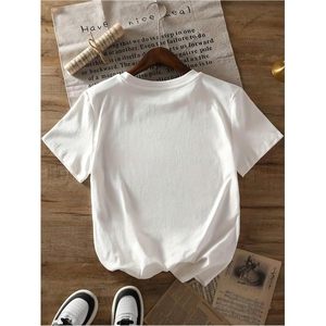 FOXA Camiseta con estampado de cerezas para mujer, manga corta, cuello redondo, top de verano, camiseta de algodón transpirable - Product Image 2